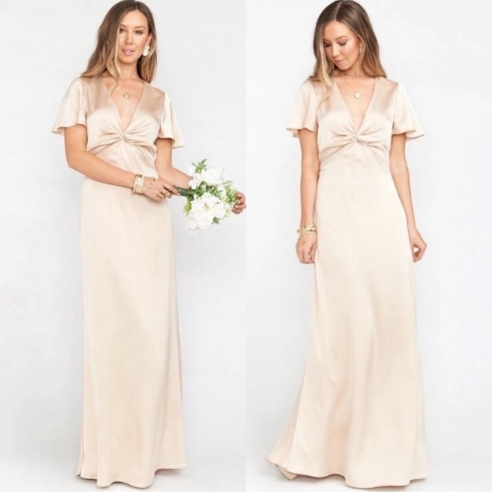 Show Me Your MuMu Rome Twist Gown Champagne Luxe Satin XL